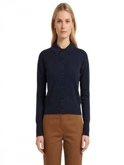 Max Mara - Dark Blue Shirt Collar Cardigan