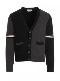 Thom Browne - Grey Two-Colour Cardigan (2XL)