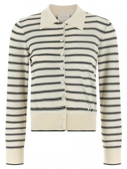 A.P.C. - Black White Striped Cardigan
