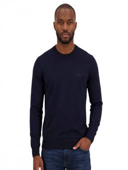 Boss - Blue Crew Neck Logo Sweater