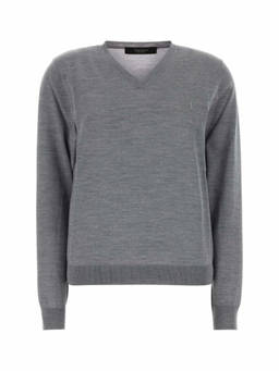 Gucci - Grey Solid V Neck Sweater