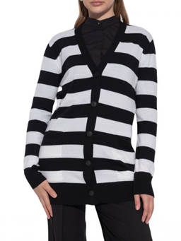 Max Mara - Black White Stripes V Neck Cardigan