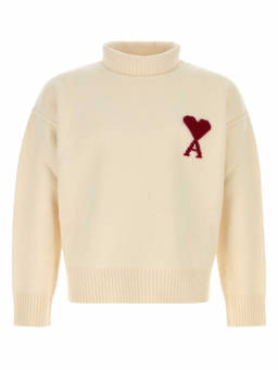 AMI Paris - Off White Embroidered Sweater
