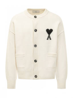 AMI Paris - Off White Logo Cardigan