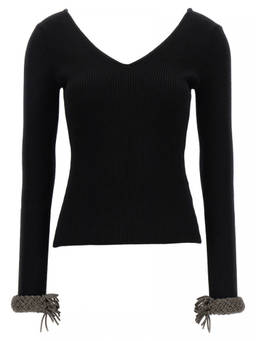 GIUSEPPE DI MORABITO - Black Jewel Cuffs Sweater