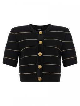 BALMAIN - Black Cropped Cardigan (L)