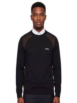 Boss - Black Knitted Crew Neck Sweater (S)