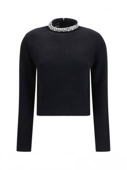 Pinko - Black Embellished Mock Collar Sweater