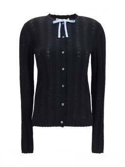 Marni - Black Knitted Round Neck Cardigan