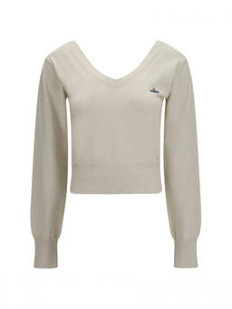 Vivienne Westwood - Off White Logo V Neck Sweater