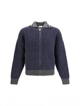Versace - Blue Knitted Zip-Up Cardigan