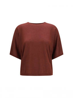 Brunello Cucinelli - Maroon Solid Round Neck Sweater