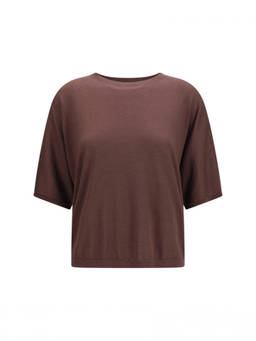 Brunello Cucinelli - Brown Solid Round Neck Sweater