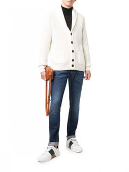 Drumohr - White Shawl Neck Sweater (M)