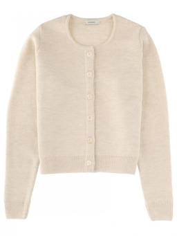 Lemaire - White Solid Round Neck Cardigan