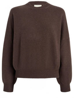 KHAITE - Brown Solid Crew Neck Sweater