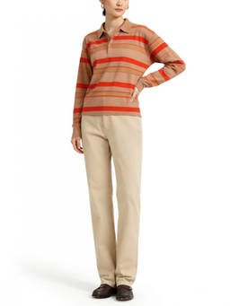 JW Anderson - Beige Stripes Shirt Collar Sweater