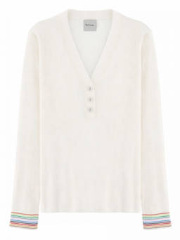 Paul Smith - White Solid V Neck Sweater