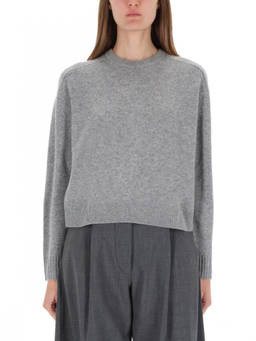 Theory - Grey Solid Crew Neck Sweater