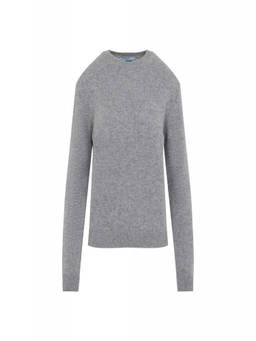PRADA - Grey Solid Crew Neck Sweater