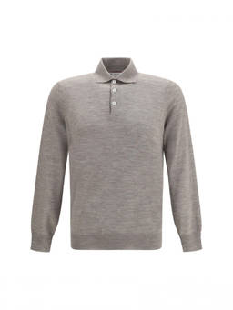 Brunello Cucinelli - Grey Regular Polo Sweater