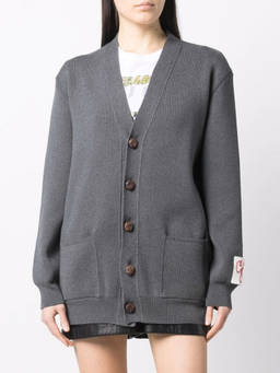 Golden Goose - Golden Genuine Leather Grey Logo Cardigan