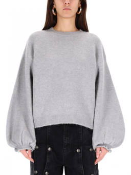 Rotate Birger Christensen - Grey Solid Crew Neck Sweater (M)