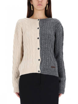 Moschino - Grey Colour Block Crew Neck Cardigan