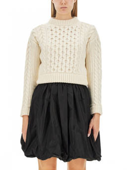 Patou - White Knitted Round Neck Sweater (M)