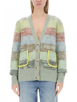 Cormio - Multicolour Stripes V Neck Cardigan
