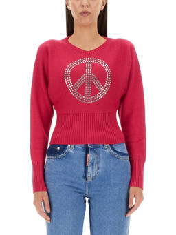 Moschino - Fuchsia Embellished Round Neck Sweater