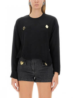 Moschino - Black Solid Crew Neck Sweater (S)
