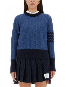 Thom Browne - Blue Knitted Crew Neck Sweater (XS)
