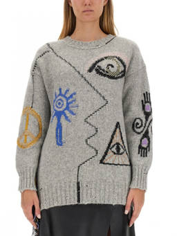Stella McCartney - Grey Graphic Crew Neck Sweater