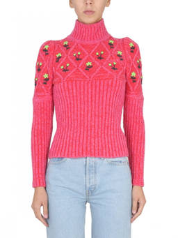 Cormio - Red Embroidered Turtle Neck Sweater (XS)
