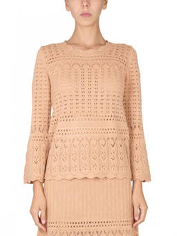 Moschino - Beige Knitted Round Neck Sweater