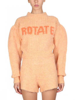 Rotate Birger Christensen - Orange Logo Mock Collar Sweater (S)