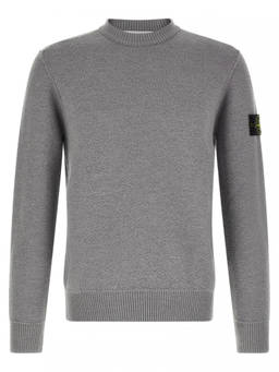 Stone Island - Grey Textured Crew Neck Sweater