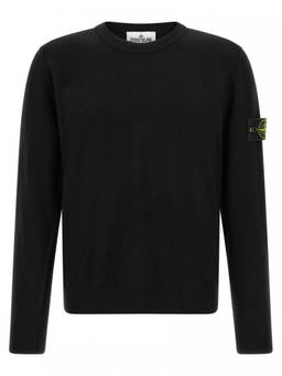 Stone Island - Black Solid Crew Neck Sweater
