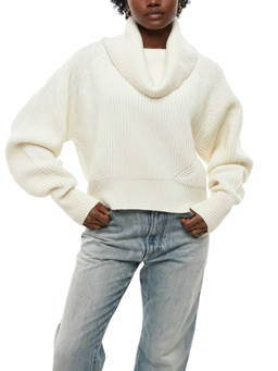 Sa Su Phi - White Knitted Cowl Neck Sweater