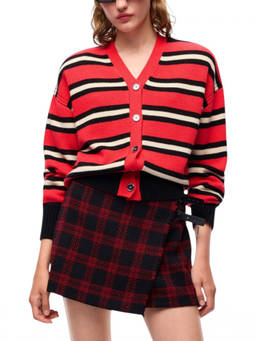 Pinko - Red Stripes V Neck Sweater