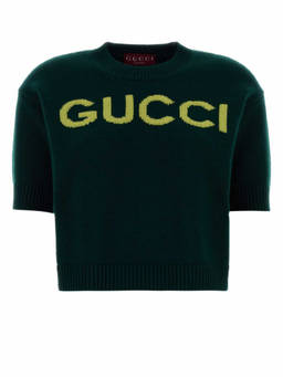 Gucci - Olive Green Crew Neck Logo Sweater