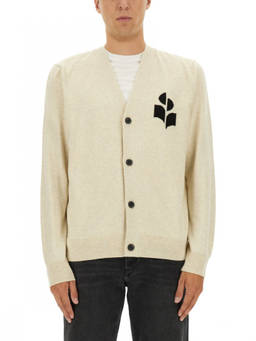 Isabel Marant - White Logo V Neck Cardigan