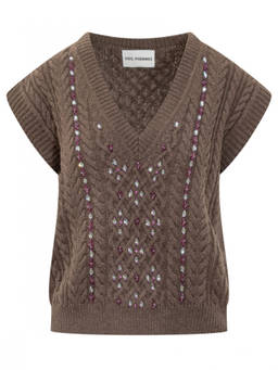 Des Phemmes - Brown Embellished Sweater (S)