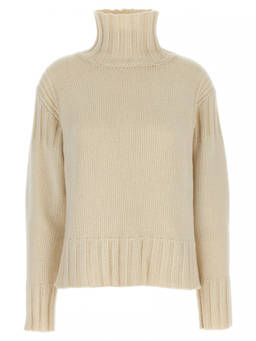 Jil Sander - Beige Ribbed Detail Sweater