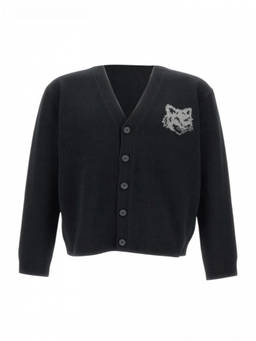 Maison Kitsune - Black Wool V-Necked Cardigan