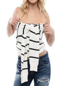 Dsquared2 - Black White Stripes Strapless Sweater