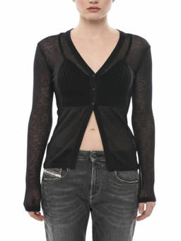 Diesel - Black Knitted V Neck Cardigan