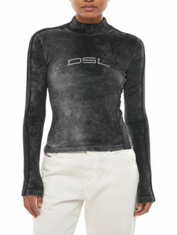 Diesel - Grey Logo Mock Collar Sweater