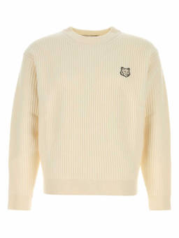 Maison Kitsune - Ecru Crewneck Logo Sweater